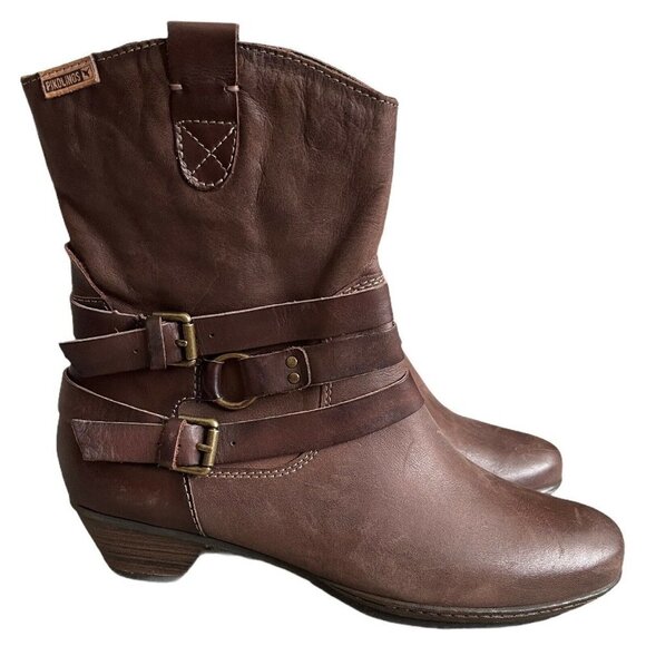 Pikolinos 8 Brujas Leather Buckle Boots Ankle - Picture 1 of 9